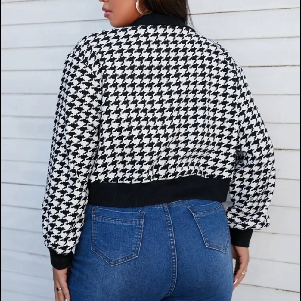 NEW INVENTORY 🔥Hoodstooth Zip Up Crop Bomber Jacket🔥 - Picture 5 of 6